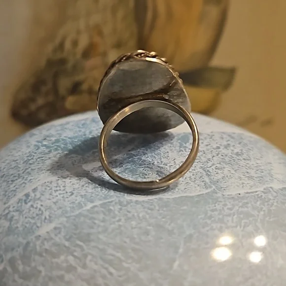 Amazing Turquoise with wrapped detailed 925 sterling silver ring size 8 - Picture 5 of 6